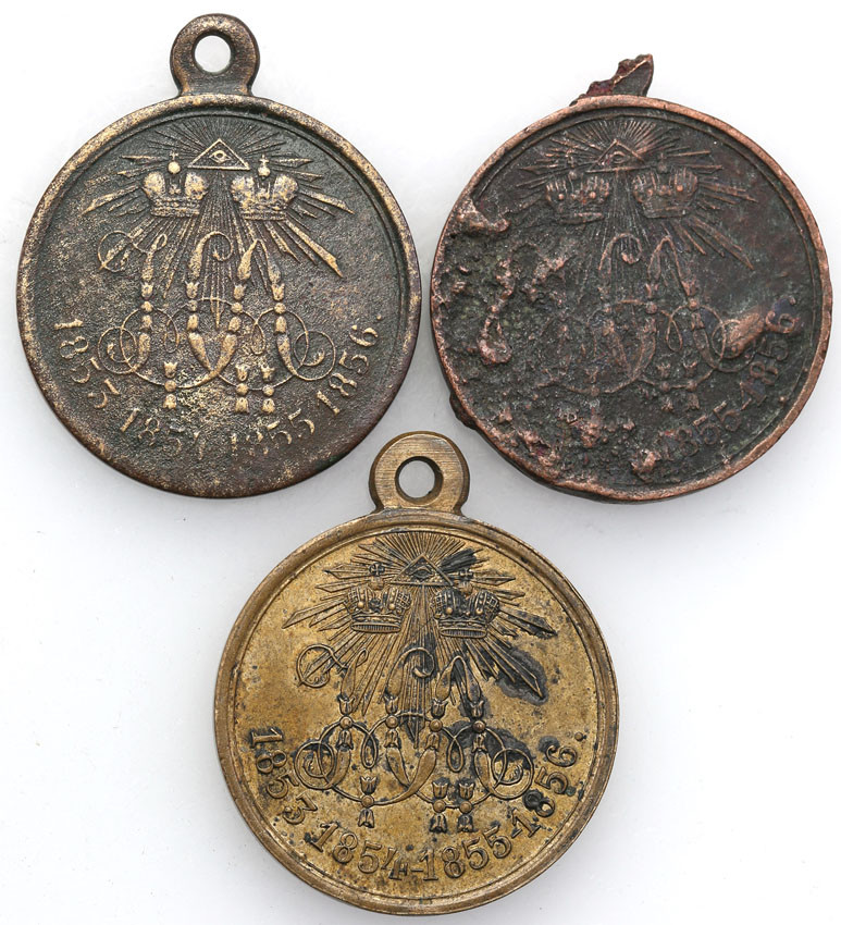 Rosja. Aleksander II. Medal za wojnę krymską 1853-1856, zestaw 3 sztuk